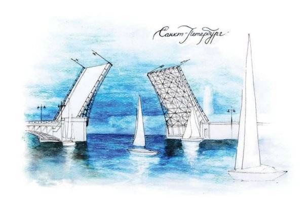 Разводные мосты в санкт петербурге рисунок карандашом легко 