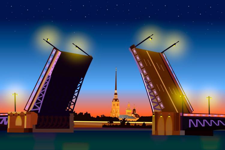 Раскраски Санкт Петербург Мосты