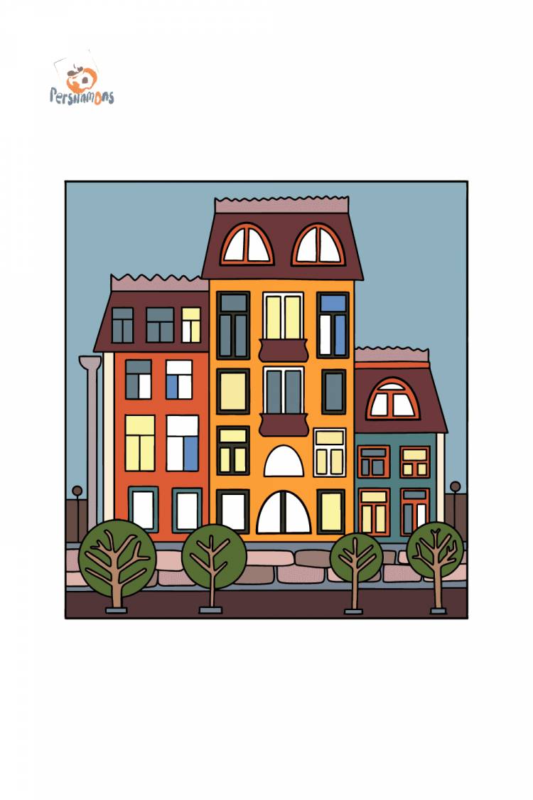 Раскраска Многоэтажный дом ♥ Онлайн и Распечатать Бесплатно!