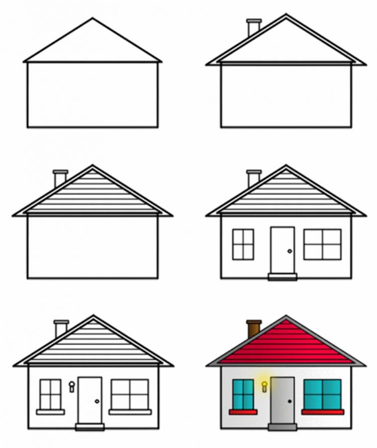 Как нарисовать двухэтажный дом 