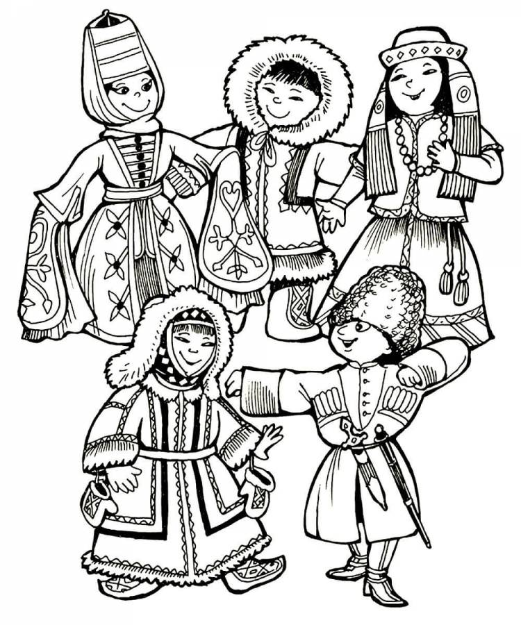 Раскраска костюмы народов россии