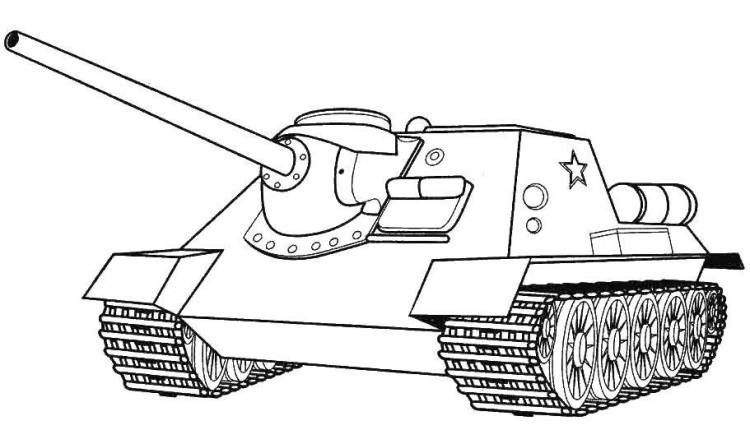 Раскраски Раскраска Военный танк со звездой танки, скачать распечатать раскраски