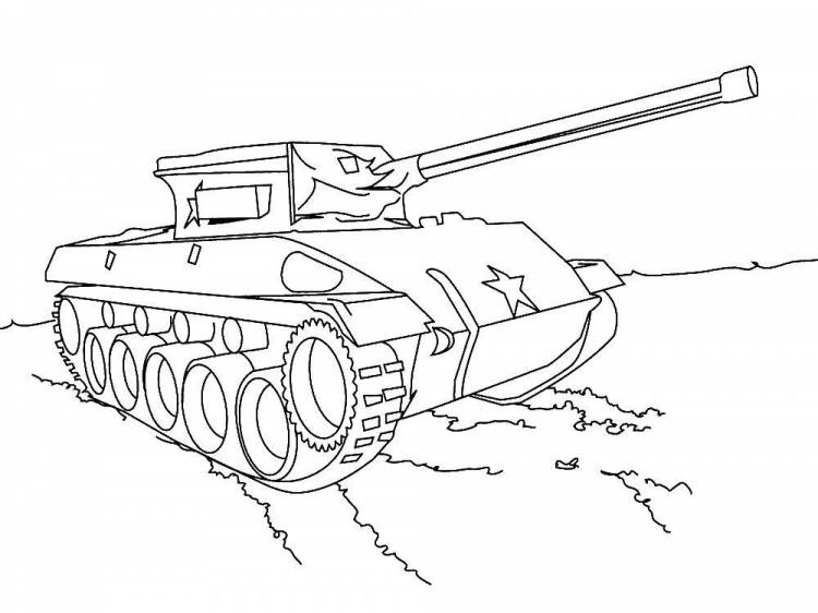 Раскраски Раскраска Танк со звездой танки, скачать распечатать раскраски