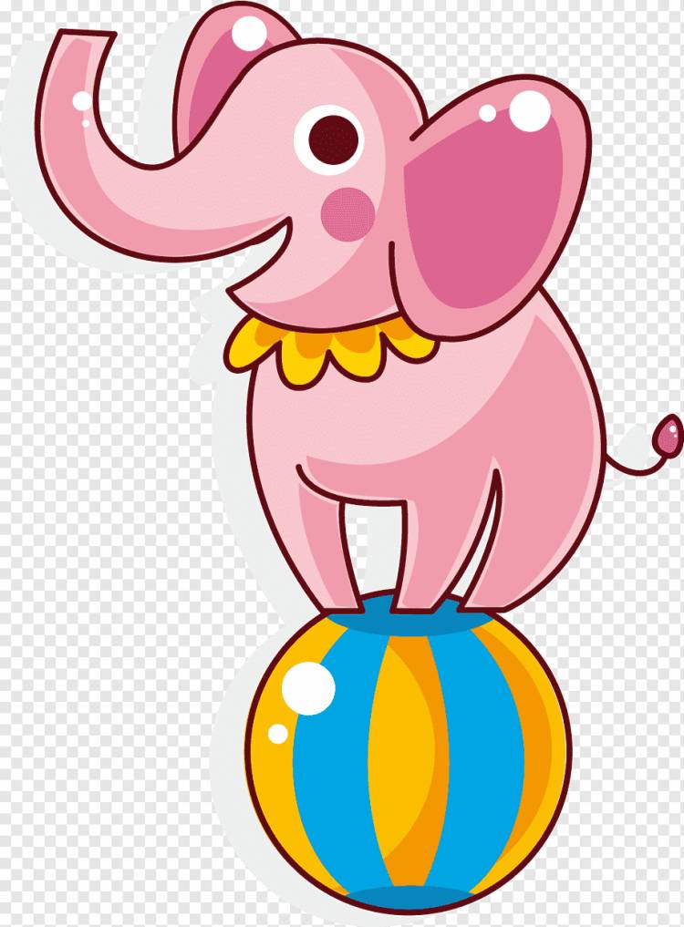 Цирк Книжка-раскраска Клоун Карнавал Детский, Розовый слон, наступающий на шарик, животные, элементы Вектор, дошкольное png