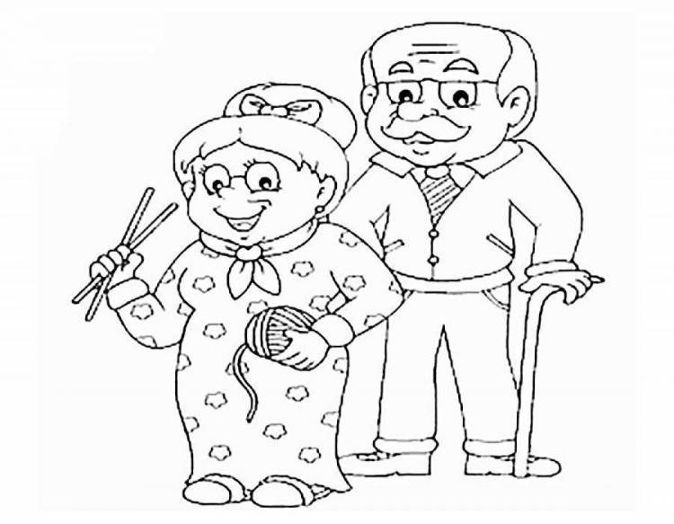 Раскраски Бабушка и дедушка 