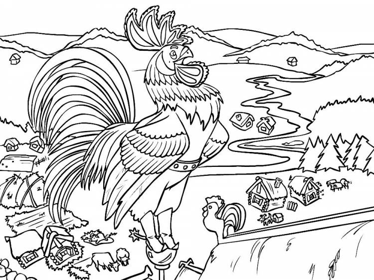 Раскраска Сказка о золотом петушке скачать, распечатать или рисовать онлайн