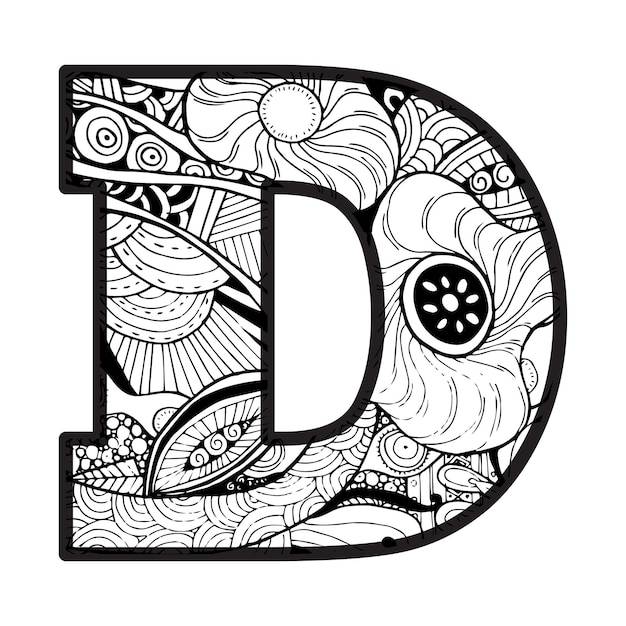 Раскраска декоративная буква d