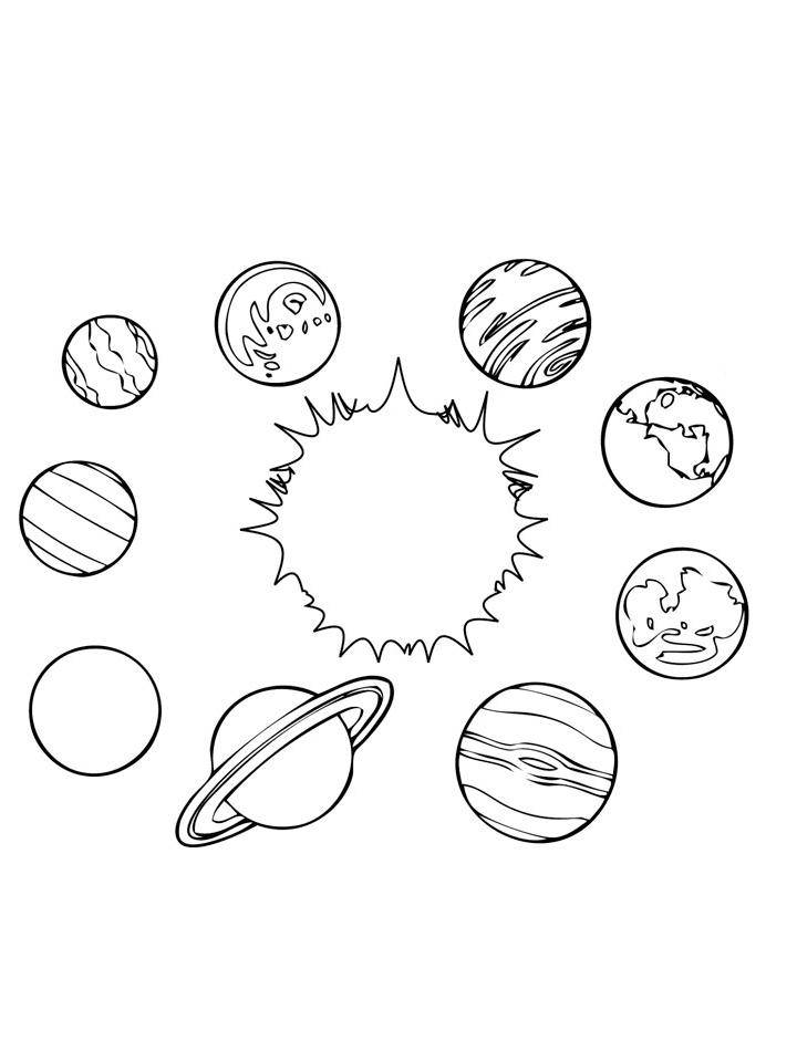 Картинка Солнечная система раскраска А