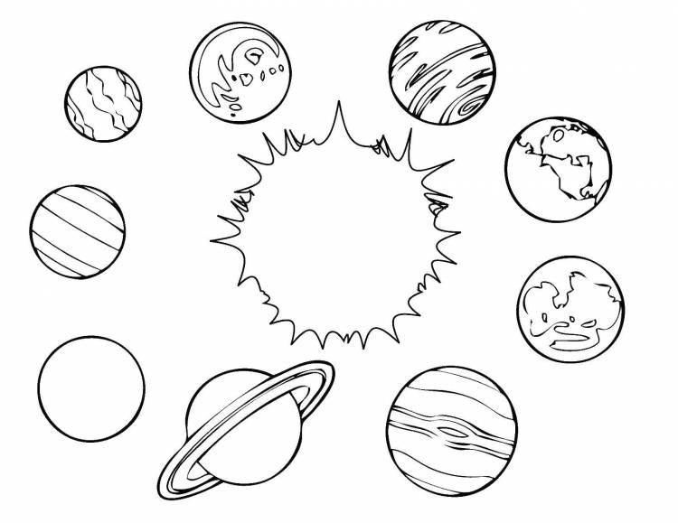 Раскраски Раскраска Солнечная система Космос, Раскраски скачать и распечатать бесплатно