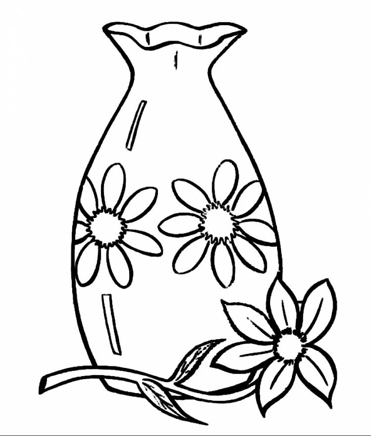 Раскраски для детей и взрослых хорошего качестваРаскраска стеклянная ваза с цветами
