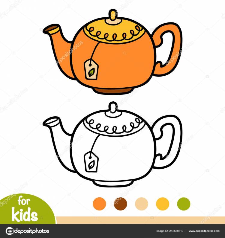 Раскраска Детей Чайник Векторное изображение ©ksenya_savva