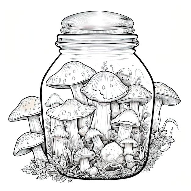 Раскраска для детей грибы из мультфильма волшебная банка