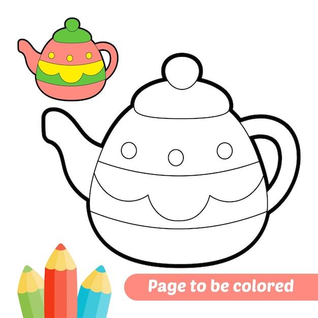 Книжка-раскраска для детей чайник вектор