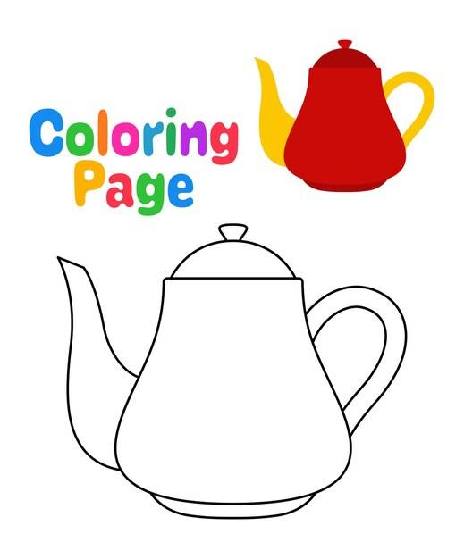 Раскраска с чайником для детей