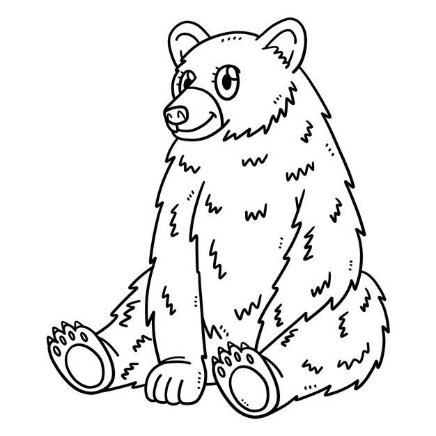 Медвежонок изолированная раскраска для детей