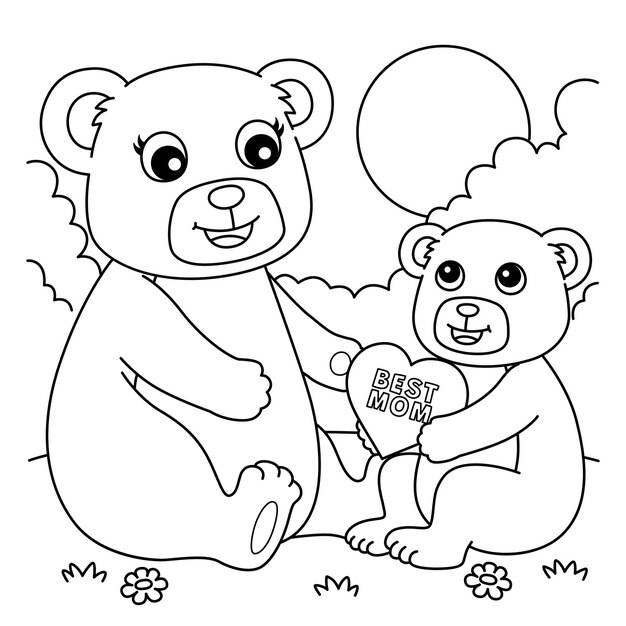 Раскраски медвежонок тедди с днем матери