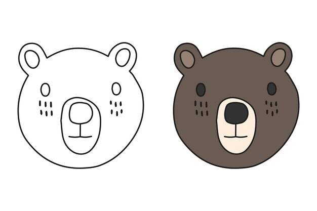 Милый мультяшный медведь-раскраска для детей