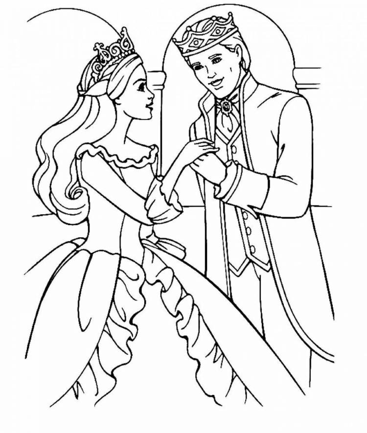 Раскраски Принцесса и принц для детей 