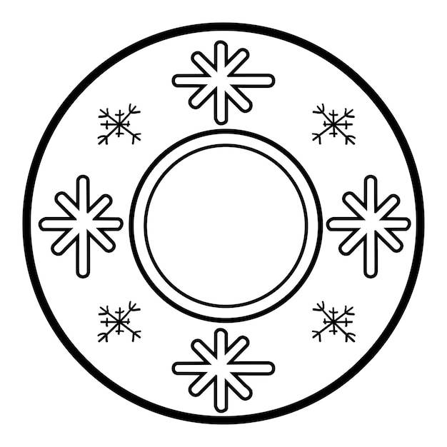 Раскраска для детей, тарелка со снежинками