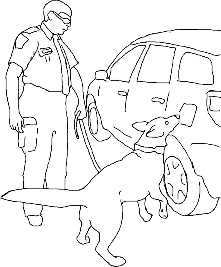 Раскраска пограничник с собакой