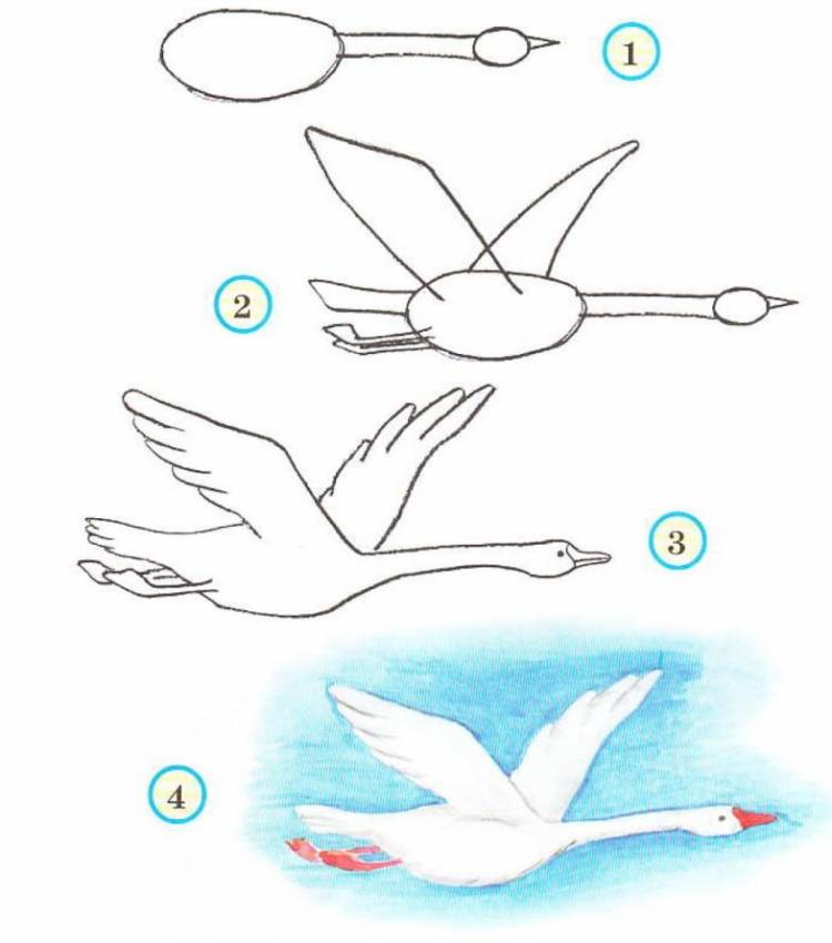 Рисунок сказки гуси лебеди поэтапно 