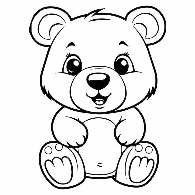 Милый медвежонок тед для раскраски или раскраски для детей векторный клипарт