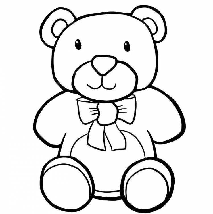 Раскраски Раскраска Медвежонок с бантиком игрушки, скачать распечатать раскраски