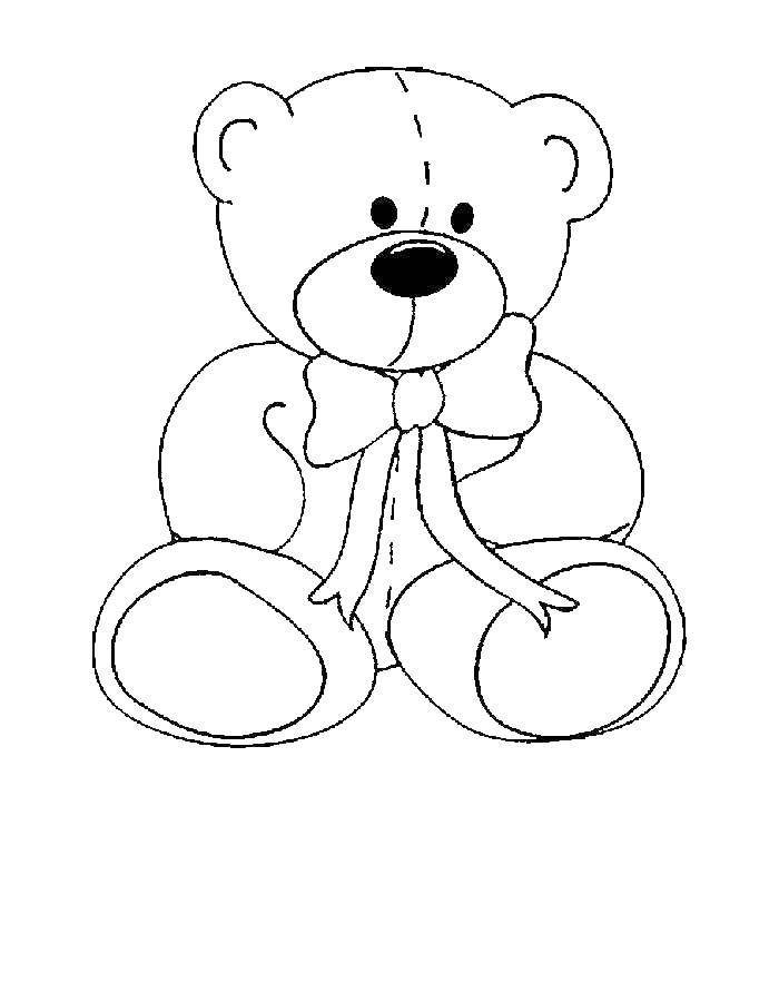 Раскраски Раскраска Медвежонок с бантиком малышам, скачать распечатать раскраски