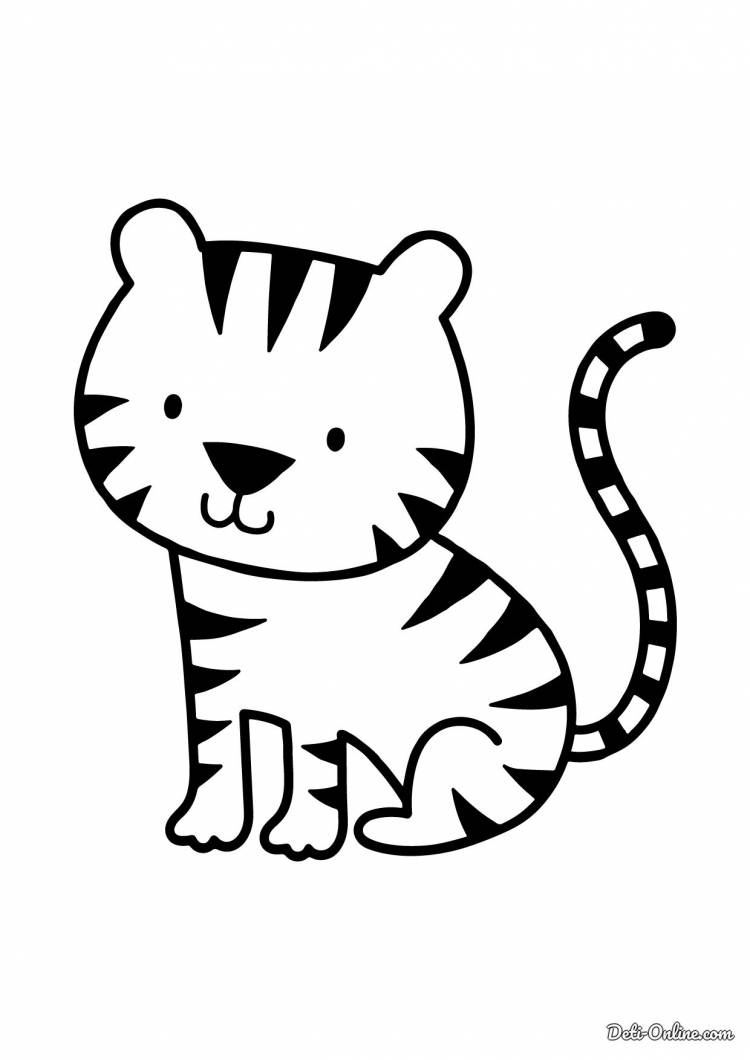 Раскраска Тигр для малышей распечатать или скачать