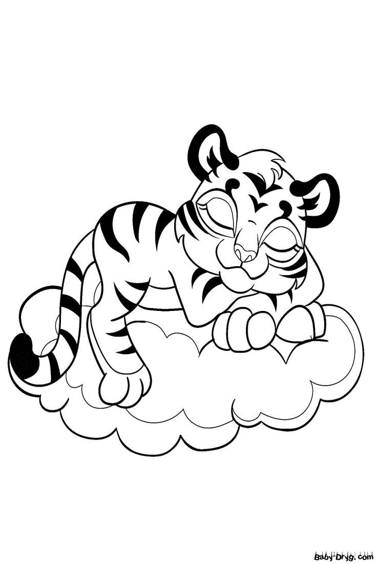 Раскраска Тигр Вид сбоку