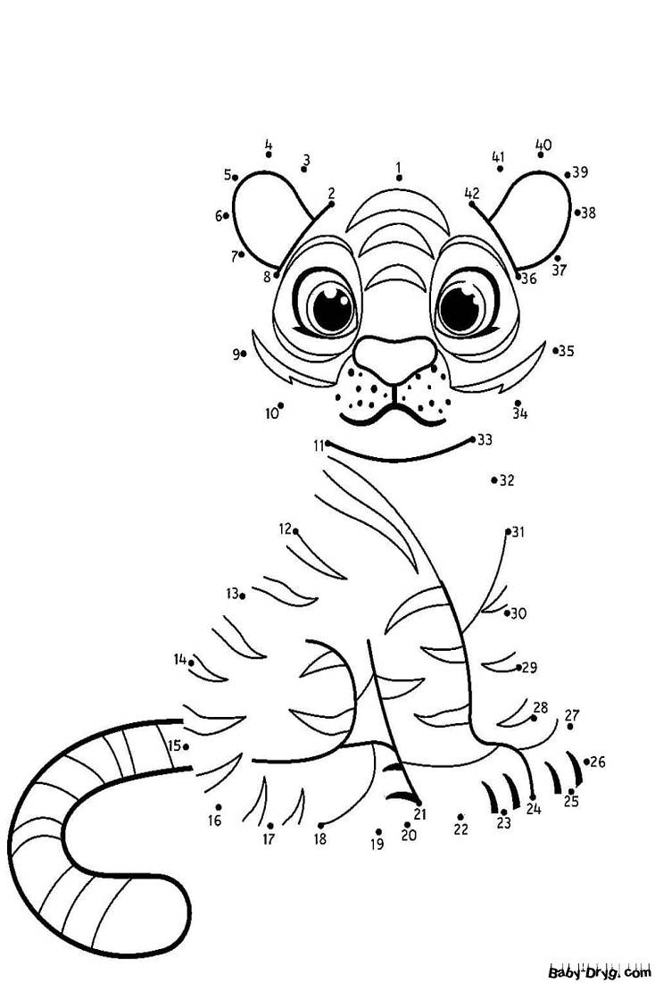 Раскраска Тигр по номерам