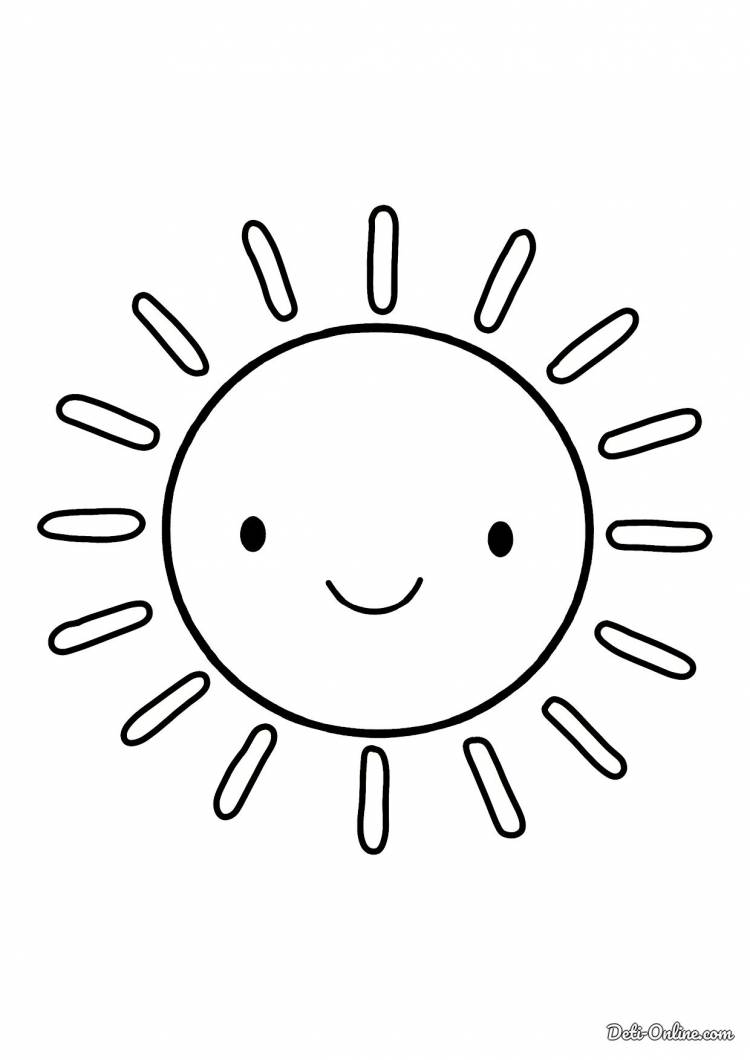 Раскраска Яркое солнышко для малышей распечатать или скачать