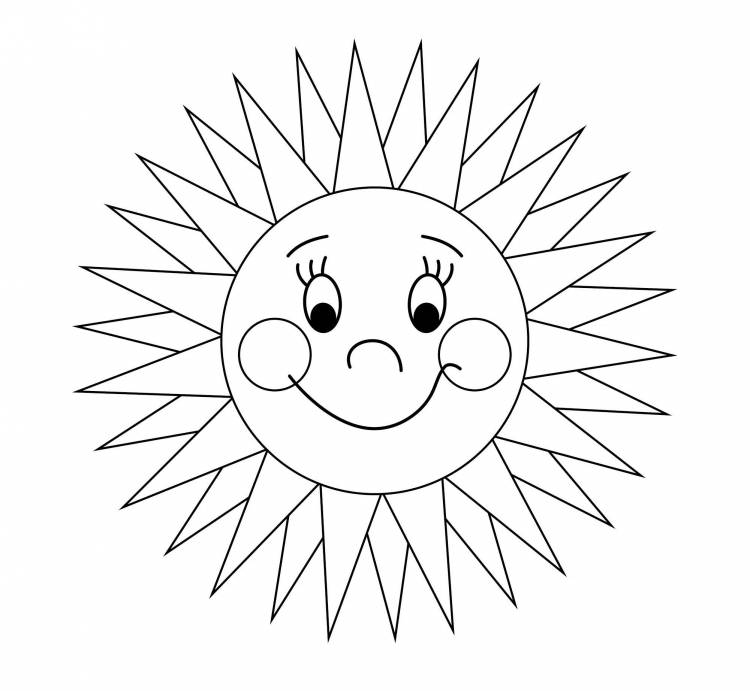 Солнышко раскраска для малышей
