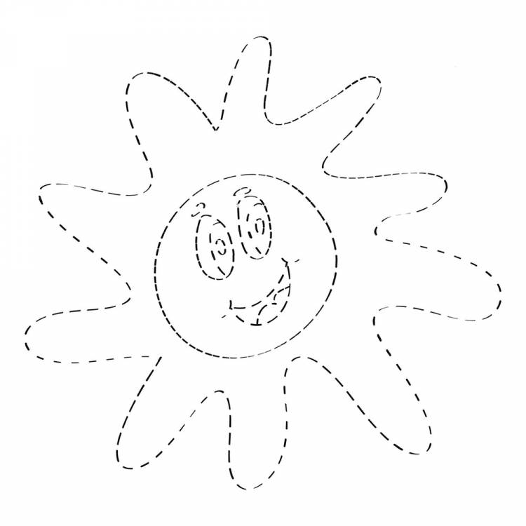 Раскраска Солнышко по точкам для малышей распечатать или скачать