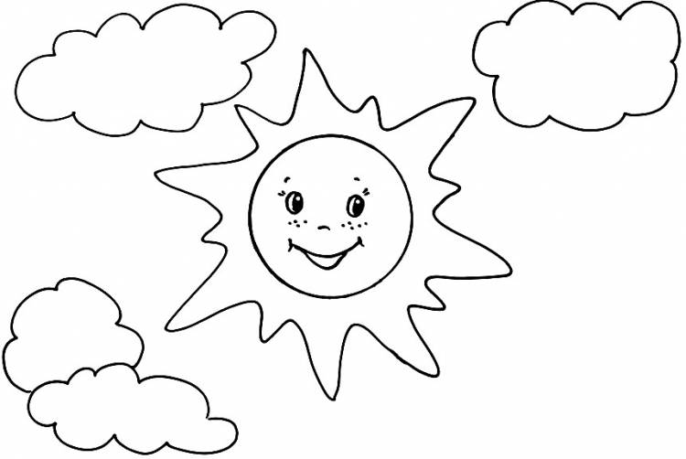 Раскраски для детей и взрослых хорошего качестваРаскраска солнце с облаками
