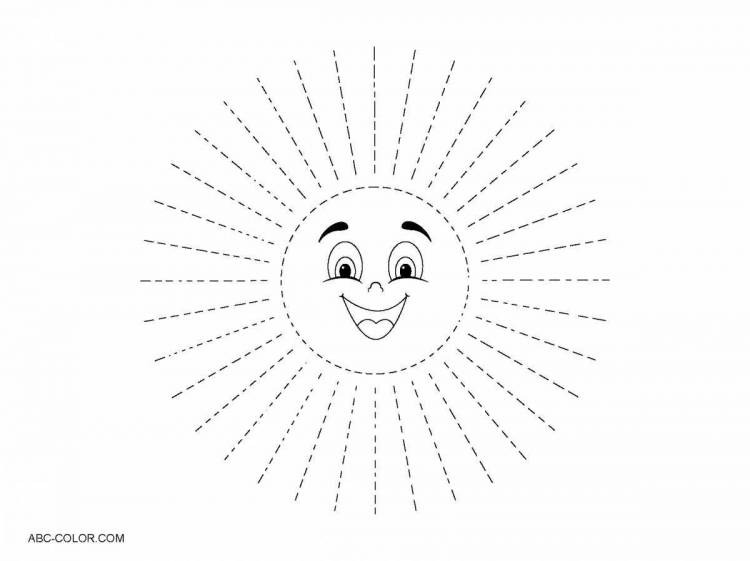Раскраски Солнышко без лучиков для детей с улыбкой 