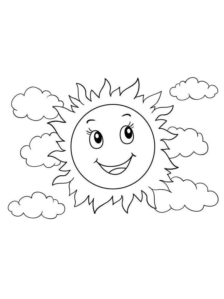 Раскраски Солнышко распечатать бесплатно в формате А