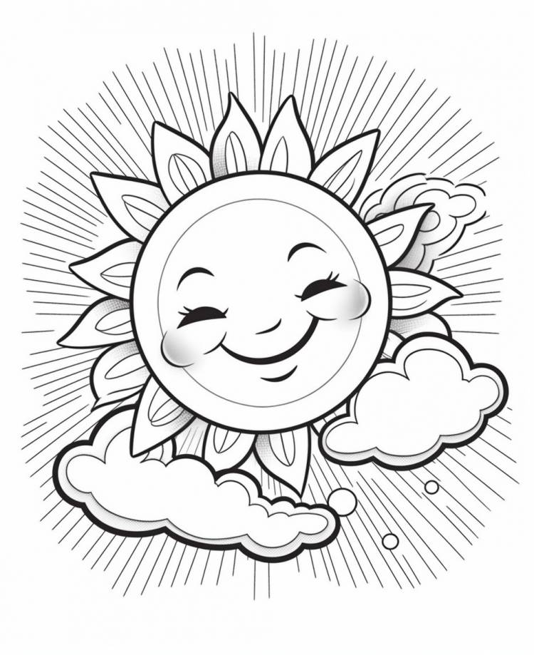 Раскраска солнышко для детей
