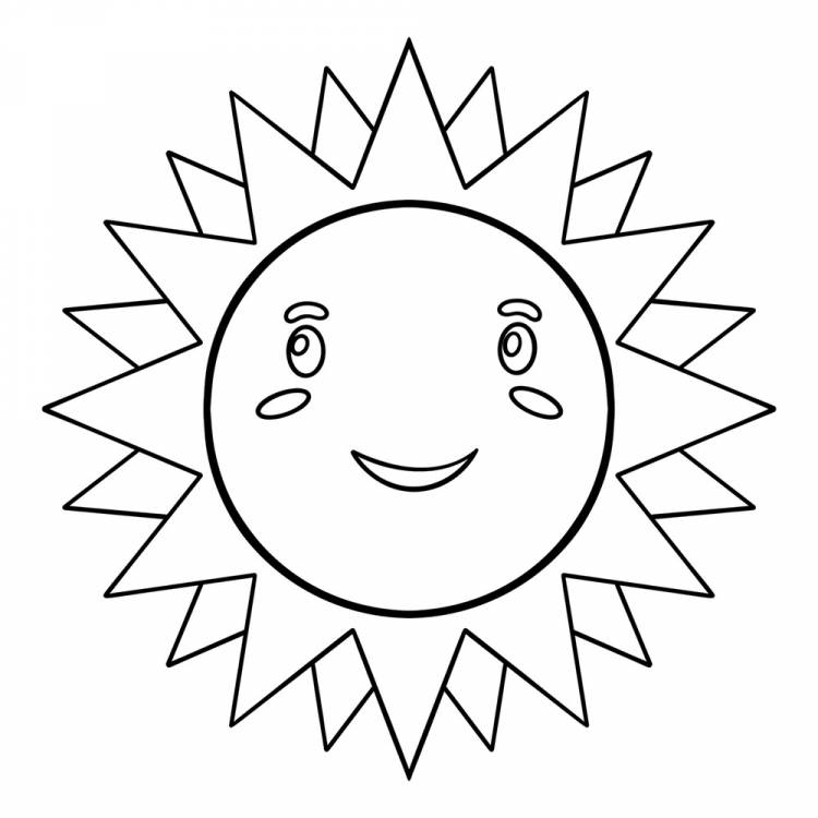 Раскраска Простое солнышко для дошкольников распечатать или скачать