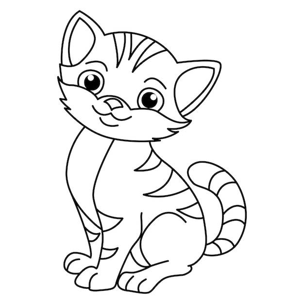 Милый кот мультфильм раскраски страницы вектор иллюстрации для детей книжка- раскраска