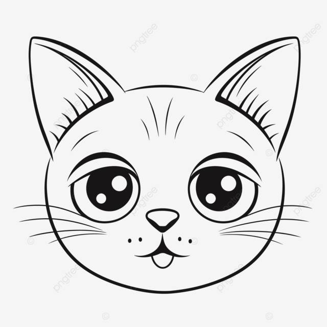 рисунок милая голова кота черная раскраски для детей наброски эскиз вектор PNG , рисунок кошки, рисунок крыла, рисунок кольца PNG картинки и пнг рисунок для бесплатной загрузки
