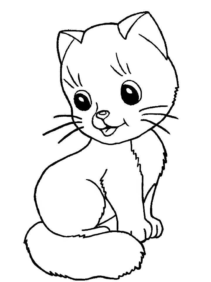 Раскраска Милые Котики распечатать бесплатно в формате А