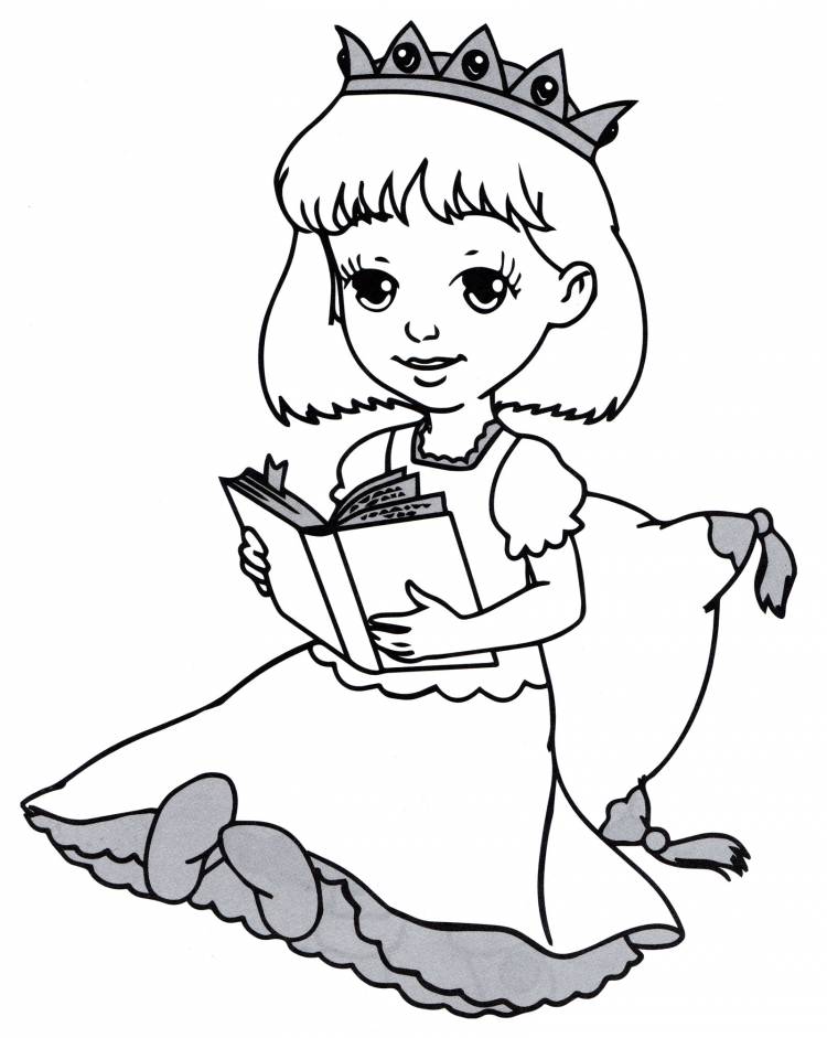 Раскраска Принцесса с книжкой