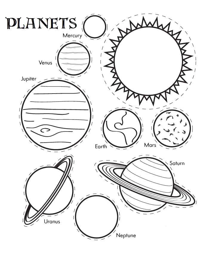 Раскраски планета, Раскраска День космонавтики планета звезды луна космос