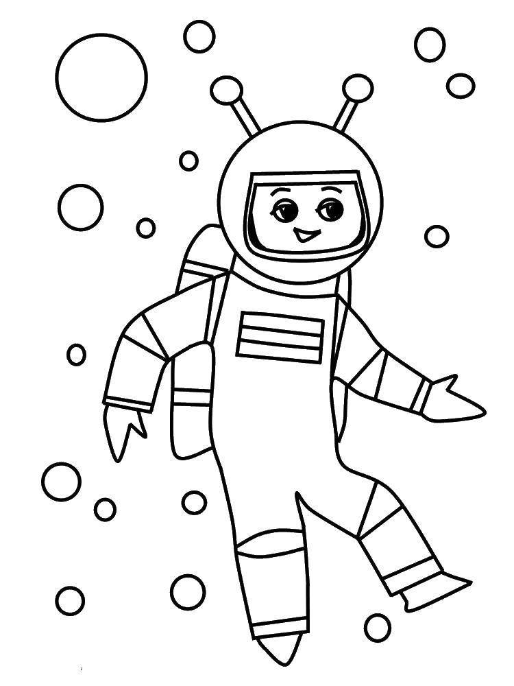 Раскраски Раскраска Космонавт в открытом космосе День космонавтики, Раскраски детские