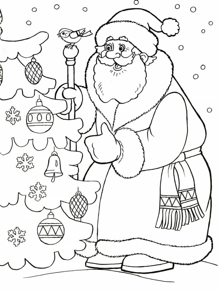 Раскраски Дед мороз и елка для детей 