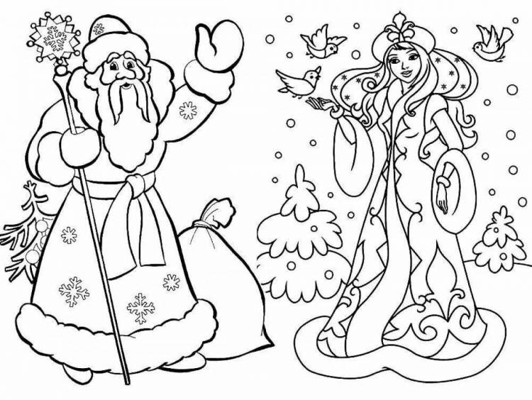 Раскраски Дед мороз и елочка 