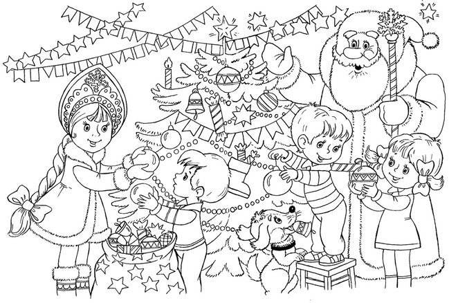 Новогодние раскраски для детей, бесплатные раскраски на Новый год
