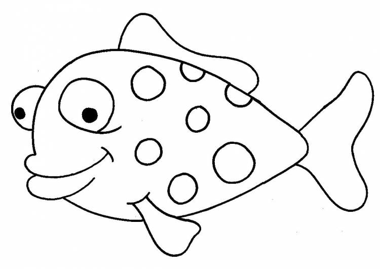 Раскраски круг, Раскраска рыба контур для малышей с круглешками Рыбы