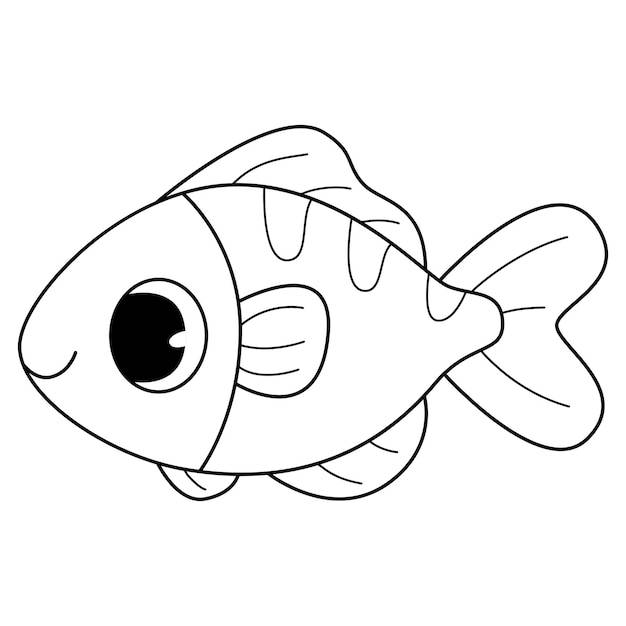 Рыба-раскраска для детей раскраска монохромная черно-белая иллюстрация